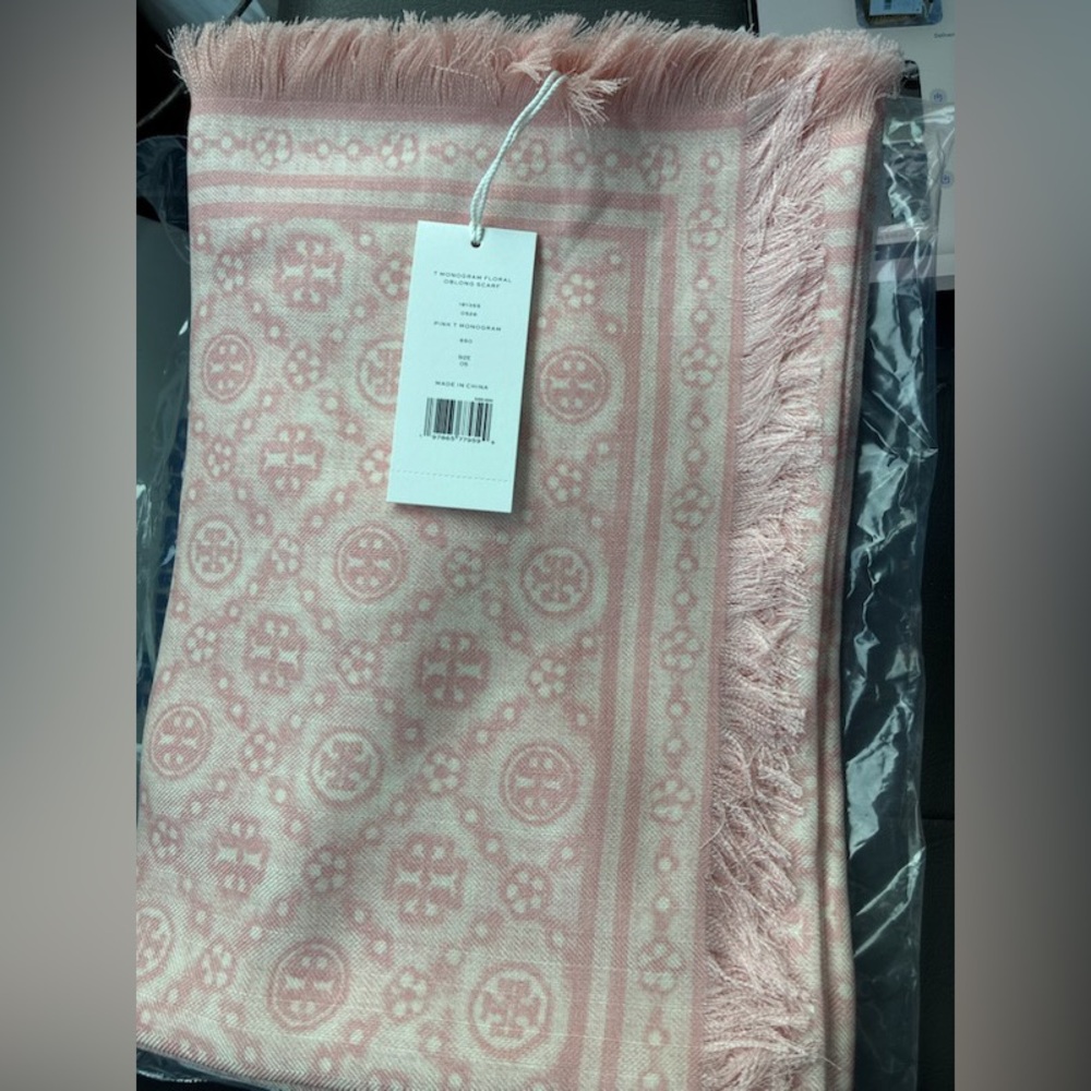 Tory Burch monogram Floral Oblong Scarf